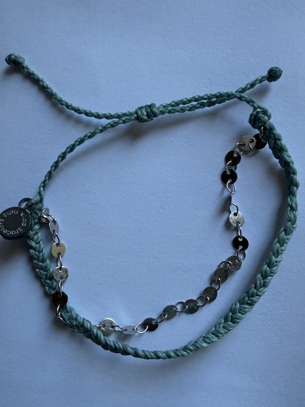 Pura Vida Braided Bracelet with Silver Sequin Chain